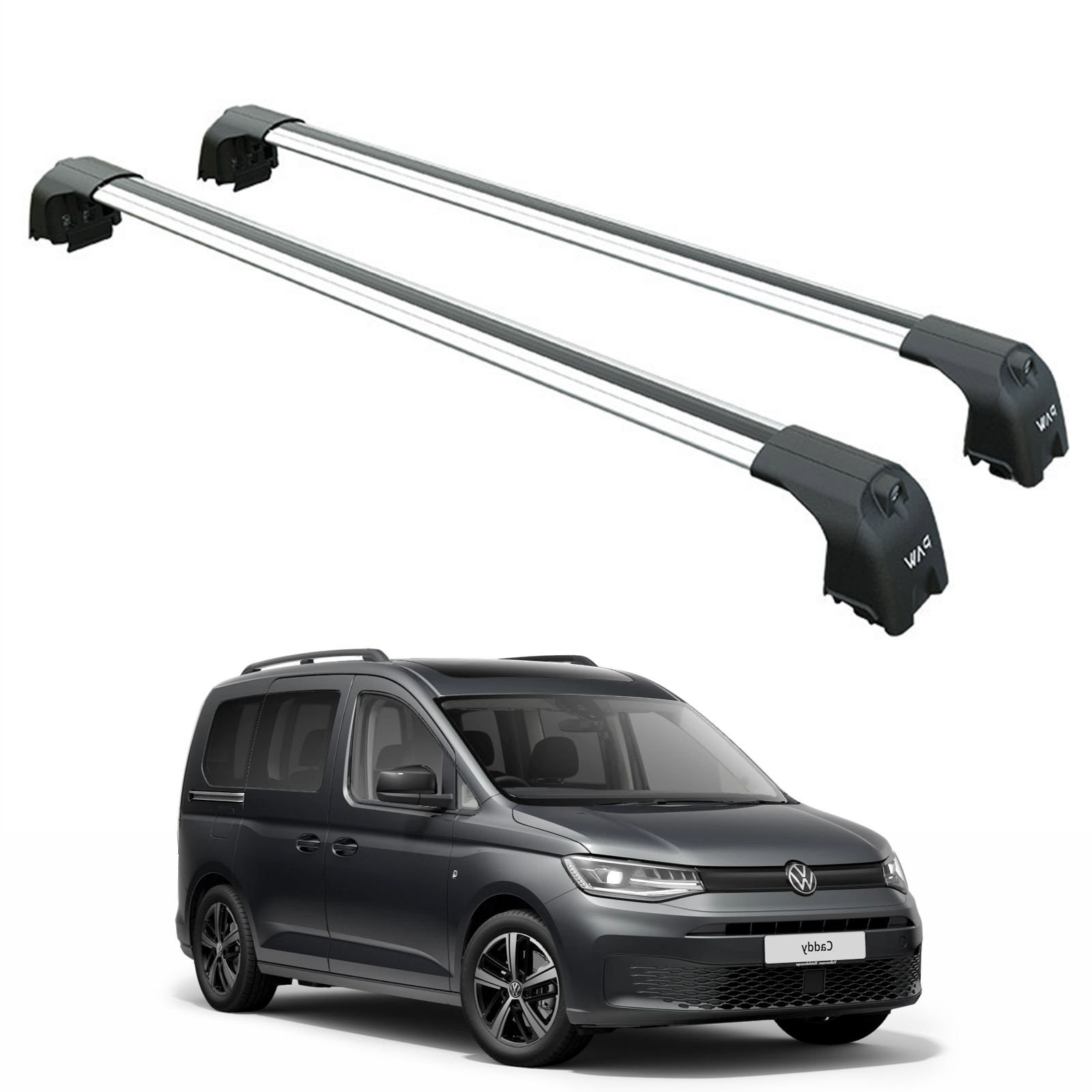 For Volkswagen Caddy Maxi V 2020-2025 Aluminium Cross Bar Raised Rail Silver For Volkswagen Caddy Maxi V 2020-2025 Aluminium Cross Bar Raised Rail Silver